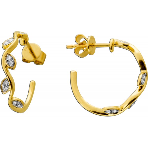 Brillant Creolen Gold 585 14 Karat Diamanten 0.20ct