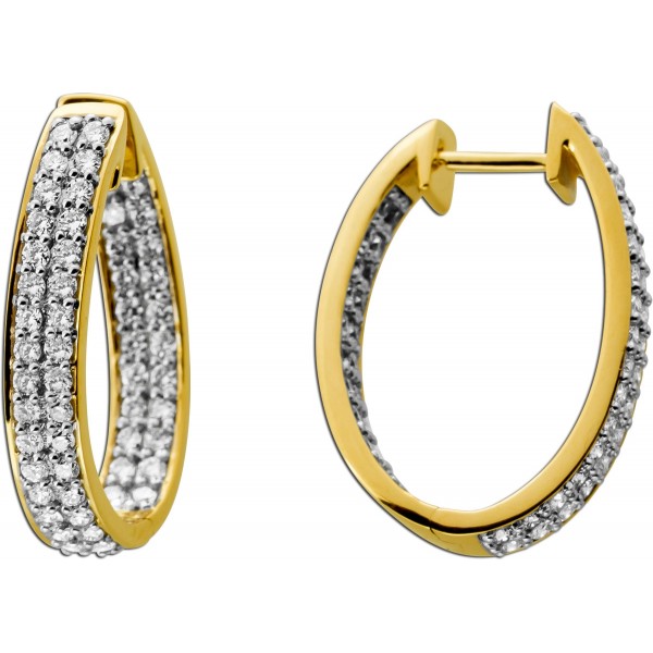 Diamant Creolen 1.5ct Gold 585 14K Labor Diamanten