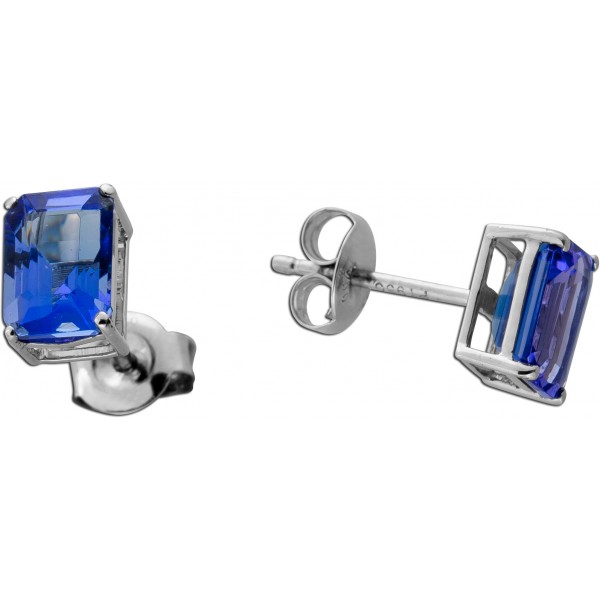 Tansanit Ohrstecker Platin 950 blaue Edelsteine 1.90ct