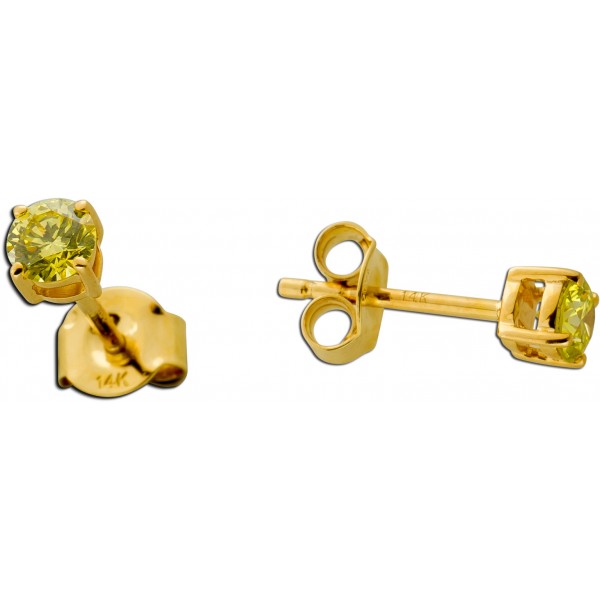 Brillant Ohrstecker Gold 585 14K gelbe Natur Diamanten 0.50ct