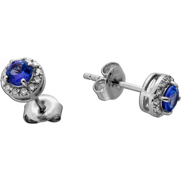 Tansanit Ohrstecker Platin 950 blaue Edelsteine 0.52ct Natur Diamanten 0.15ct
