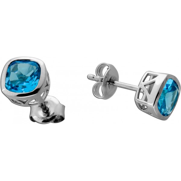 Blautopas Ohrstecker Platin 950 hellblaue Swiss Blautopase 2.64ct