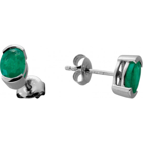 Smaragd Ohrstecker Platin 950 grüne Sambia Edelsteine 1.5ct
