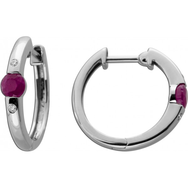 Rubin Creolen Platin 950 rote Edelsteine 0.50ct Natur Diamanten 0.05ct