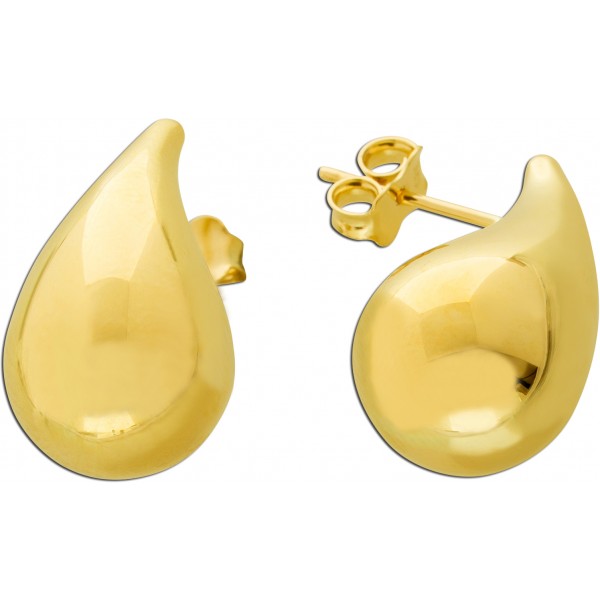 Paisley Ohrstecker Gold 585 14 Karat Tropfen halbmassiv