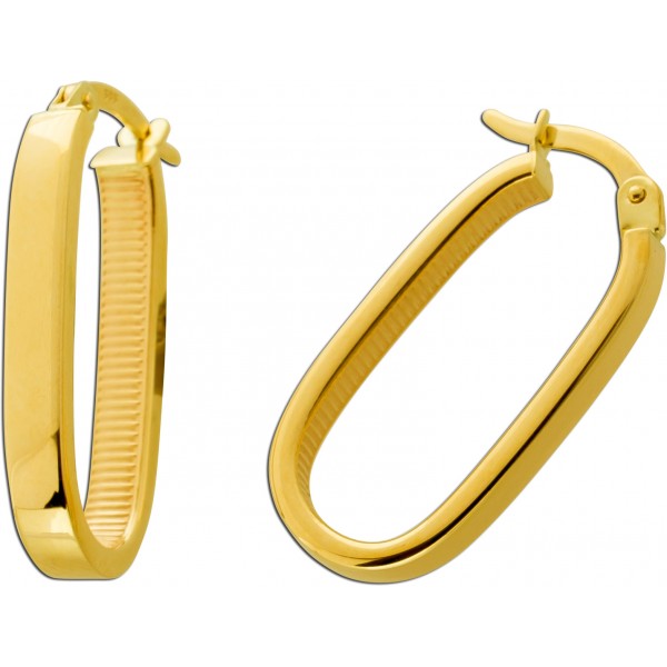 Ovale Creolen Gelbgold 585 14 Karat Klappscharnier