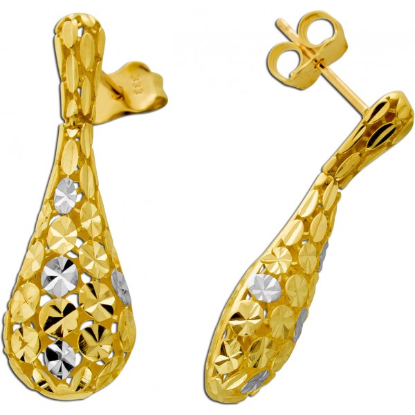 Tropfen Ohrstecker Gold 333 8 Karat diamantiert 