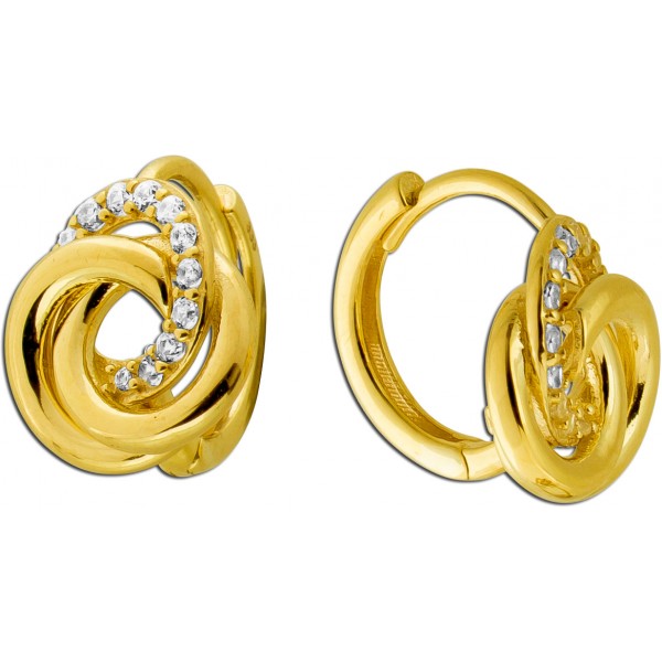 Infinity Creolen Gold 333 8K weiße Zirkonia Steine