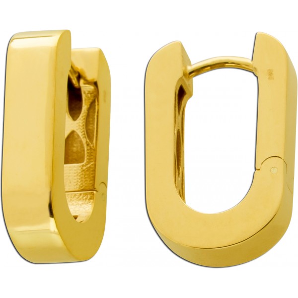Ovale Creolen Hoops Gold 585 14 Karat halbmassiv