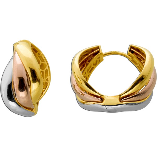 Trinity Creolen Tricolor Gold Weißgold Rosegold 585 14K