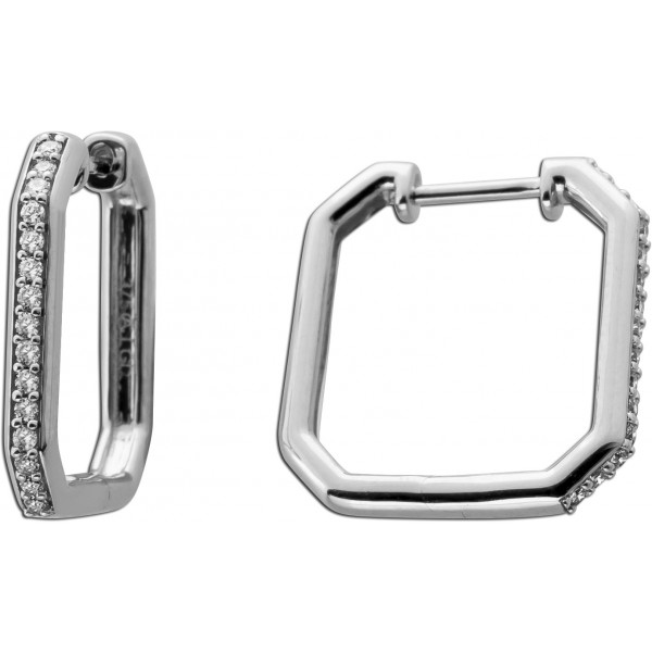 Diamant Creolen Weißgold 375 9K Lab Grown Diamanten 0.12ct