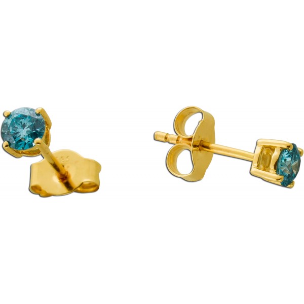 Diamant Ohrstecker Gold 585 14K blaue Natur Diamanten 0.50ct