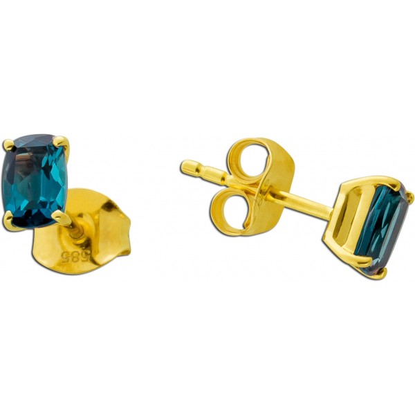 Blautopas Ohrringe Gold 14K 585 London Blue Topase 1.30ct. 