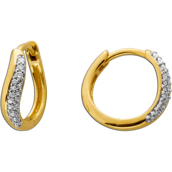 Brillant Creolen Gold 585 14K Natur Diamanten 0.11ct