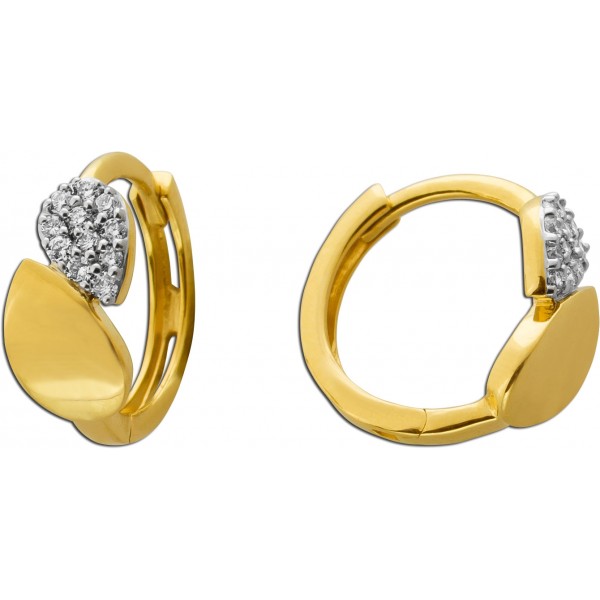 Tropfen Creolen Gold 585 14K Natur Diamanten 0.12ct