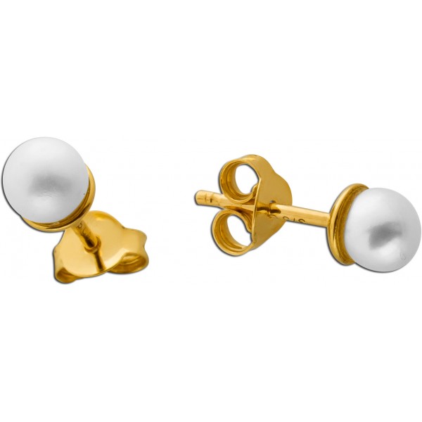 Perlen Ohrstecker 5mm Gold 375 9K Süßwasser Zuchtperlen