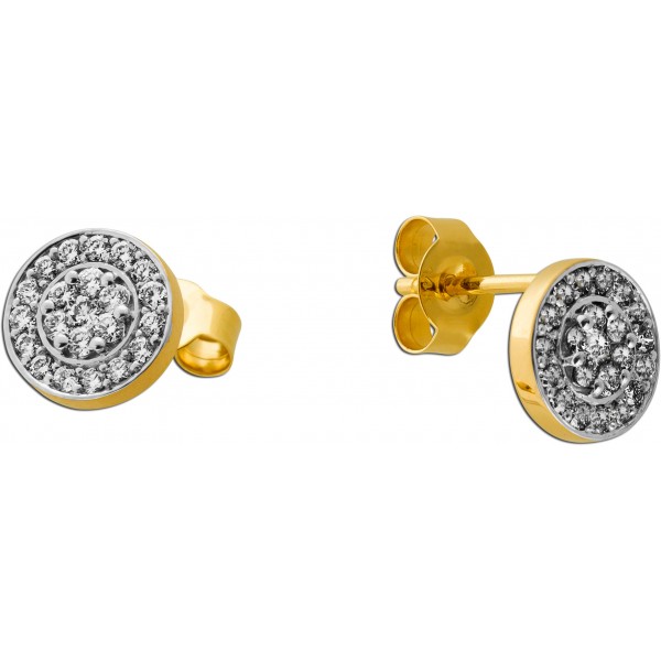 Halo Diamant Ohrstecker Gold 585 14K Natur Diamanten 1.15ct