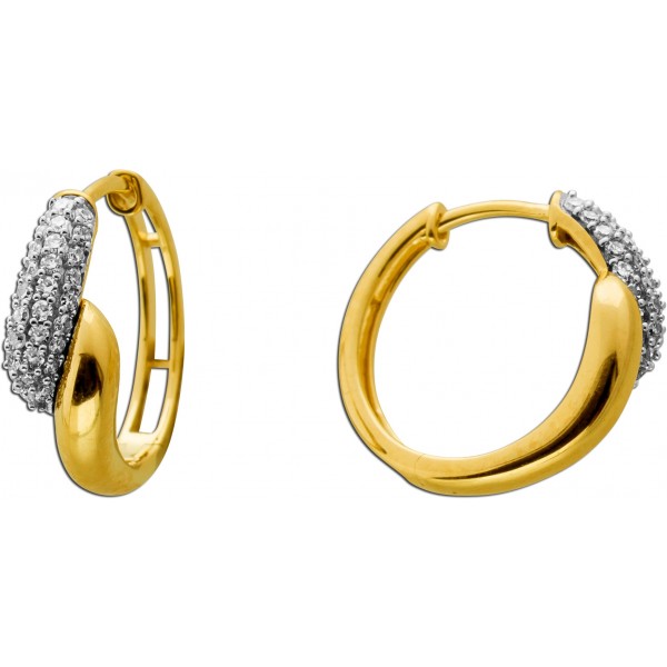 Diamant Creolen 15mm Gold 585 14K Diamanten 0.25ct 
