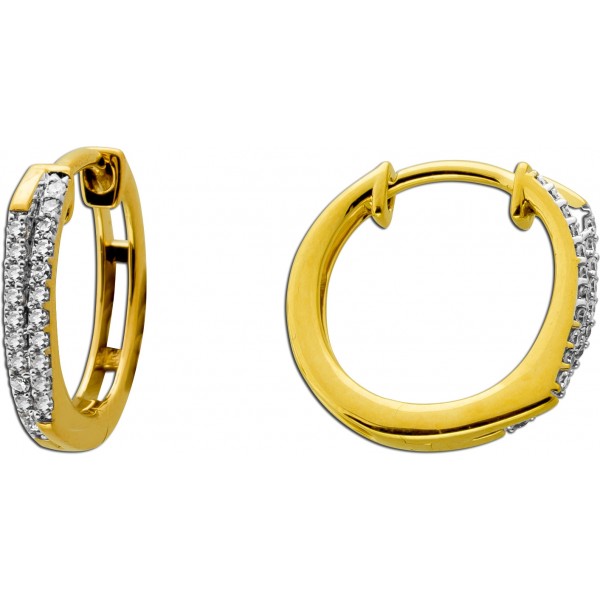 Diamant Creolen 13mm Gold 585 14K Diamanten 0.15ct