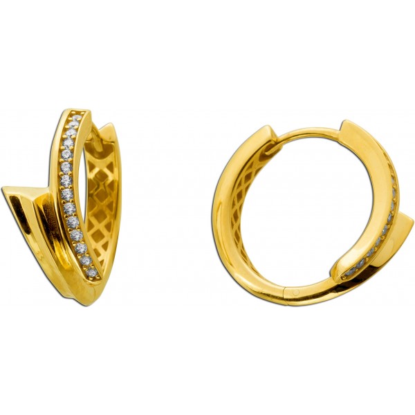 Creolen Klapp Scharnier Gold 333 8 Karat weiße Zirkonia 
