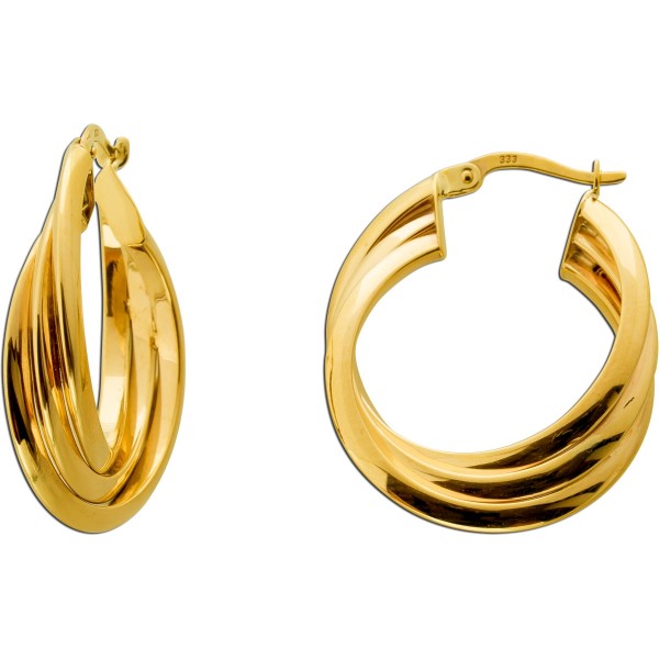 Creolen 23mm Gold 333 8 Karat Trinity Look 