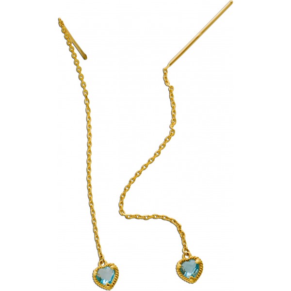 Blautopas Ohrhänger Durchzieher Gold 333 8K Natur Blautopase 0.4ct
