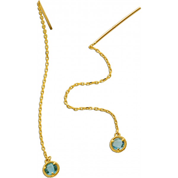 Blautopas Ohrhänger Durchzieher Gold 333 8K Natur Blautopase 0.40ct