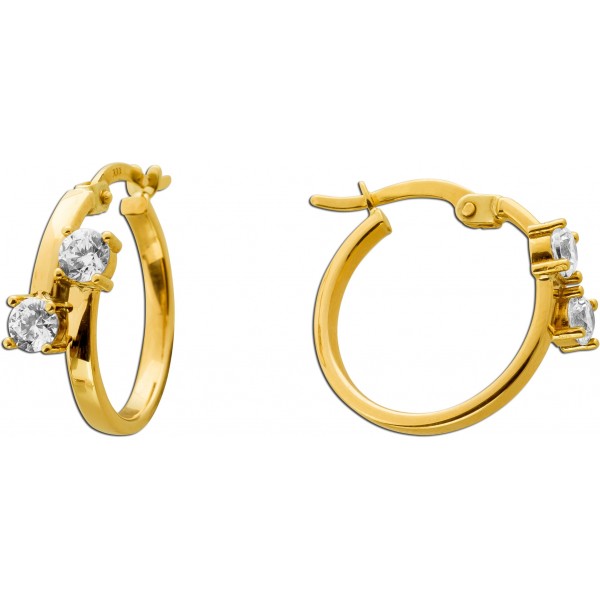 Zirkonia Creolen Gold 333 8 Karat weiße Zirkonia Steine