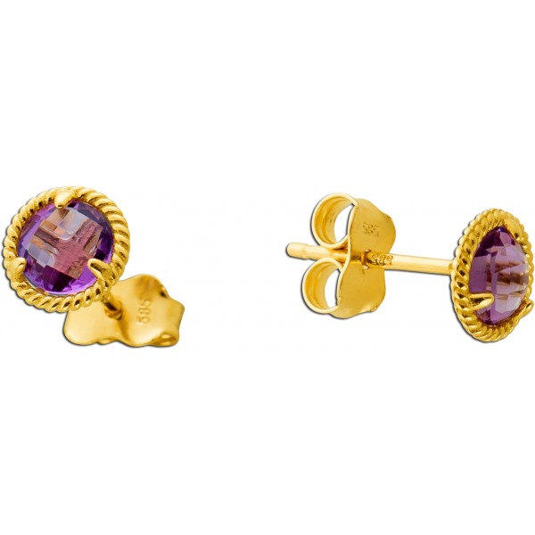 Amethyst Ohrstecker Gold 585 14K lila nat. Amethyste 0.70ct