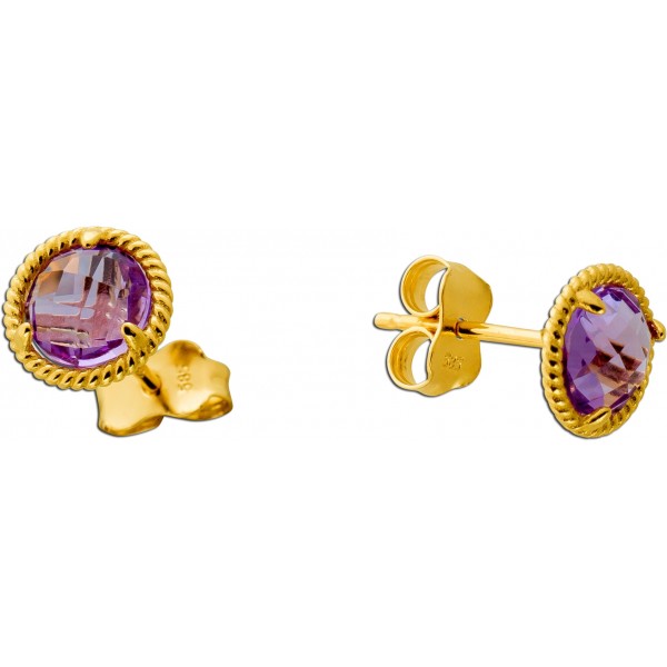 Amethyst Ohrstecker Gold 585 14K lila nat Amethyste 1.2ct