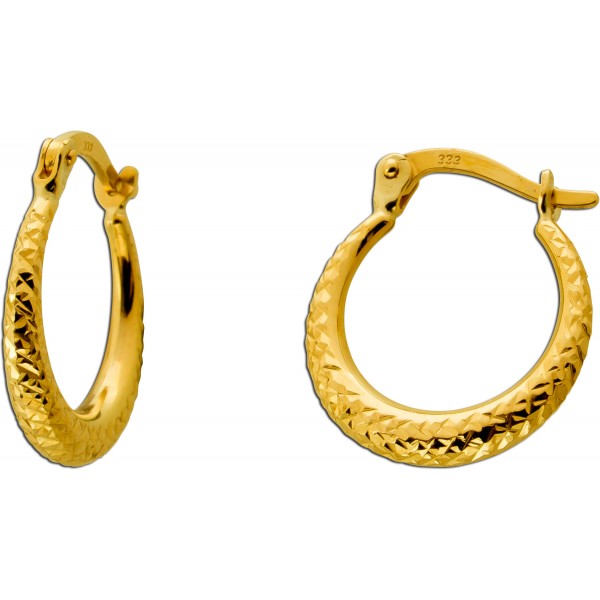 Creolen 16mm Gold 333 8 Karat diamantiert