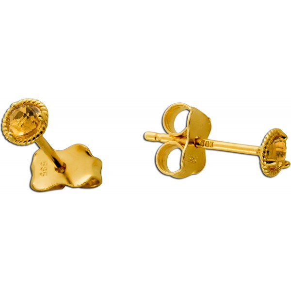 Citrin Ohrringe Gold 585 14K gelbe nat. Citrine 0.25ct
