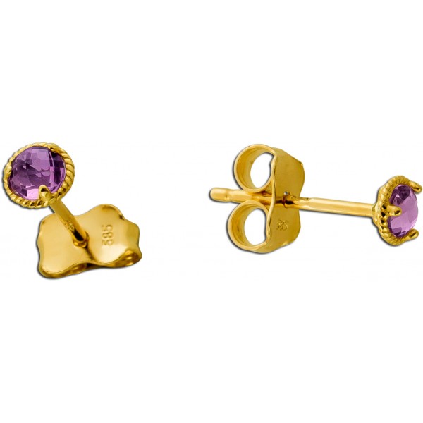 Amethyst Ohrringe Gold 585 14K lila nat. Amethyste 0.25ct