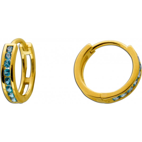 Blautopas Creolen Gold 375 9K nat. London Bluetopase 0.18ct