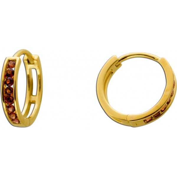 Granat Creolen Gold 375 9K rote Natur Granate 0.18ct
