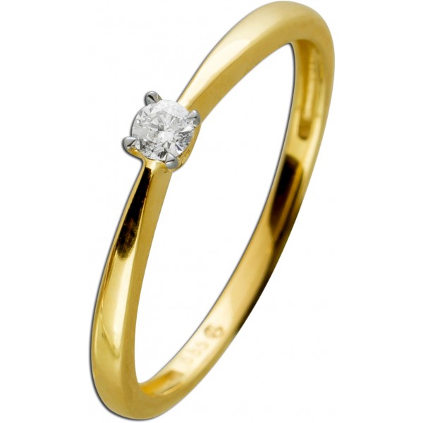 Ring Gelbgold 585 14 Karat Brillant 0,08ct W/SI