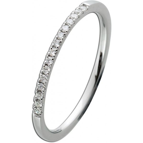 Ring Memoire Alliance Weißgold 585 14 Karat 15 Diamanten Brillantschliff Total 0,12ct TW/VSI