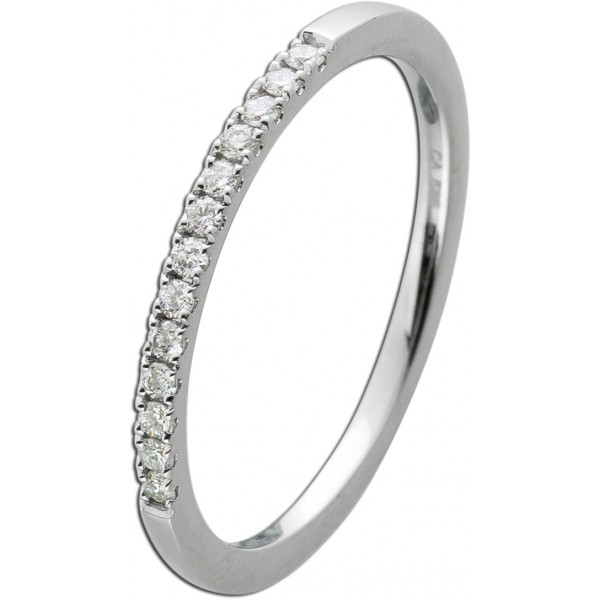 Ring Memoire Alliance Weißgold 585 14 Karat 13 Diamanten Brillantschliff Total 0,15ct TW/VSI 
