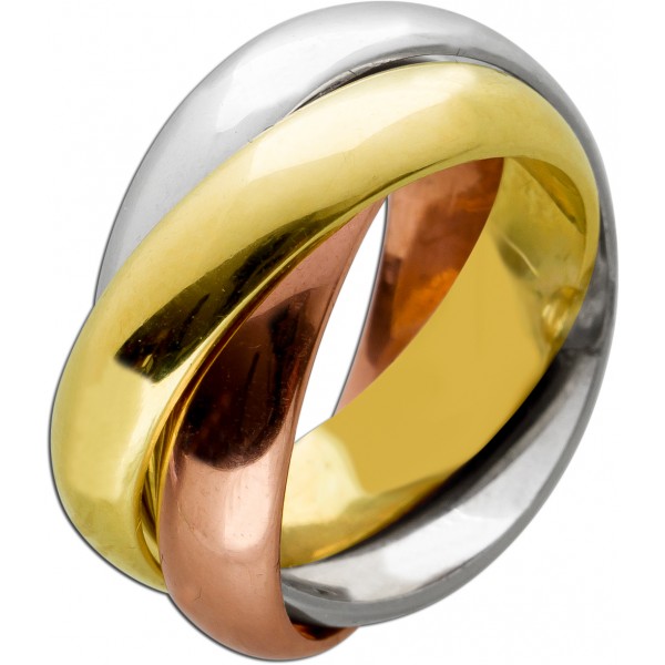 Trinity Tricolor Ring 585 14 Karat Gelbgold Weißgold Rosegold massiv Damenschmuck