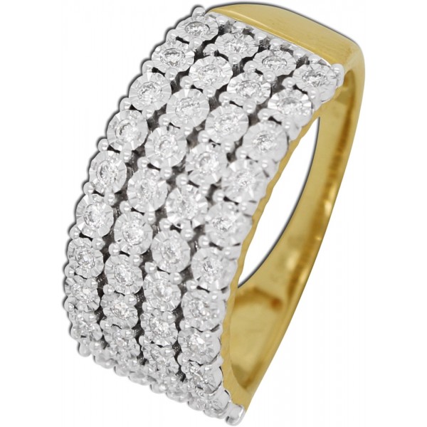 Diamantring Gelbgold 585 14 Karat 44 Diamanten Total 0,40ct W/SI 