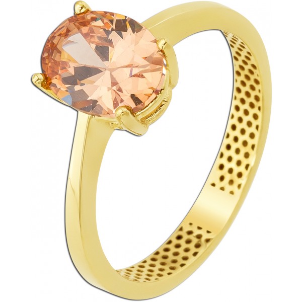 Ring in Gelbgold 333 1orange leuchtendem Zirkonia halbmassiv poliert