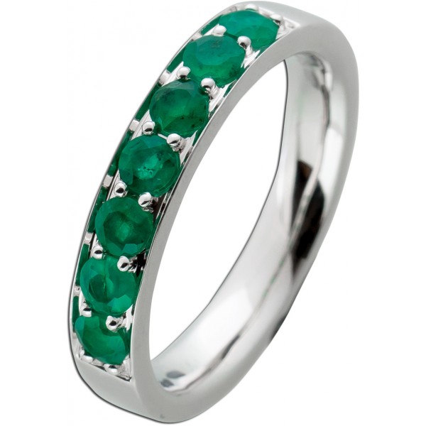 Memoire Ring WeißGold 585 7 Smaragde 0,80ct