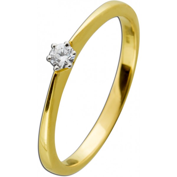 Diamant Solitär Ring Gelbgold 5851 Brillant 0,08ct TW/VSI 
