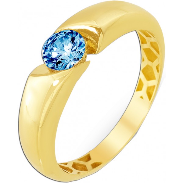 Verlobungs Solitärringing Gelbgold 333 8K blauer Blautopas Callas