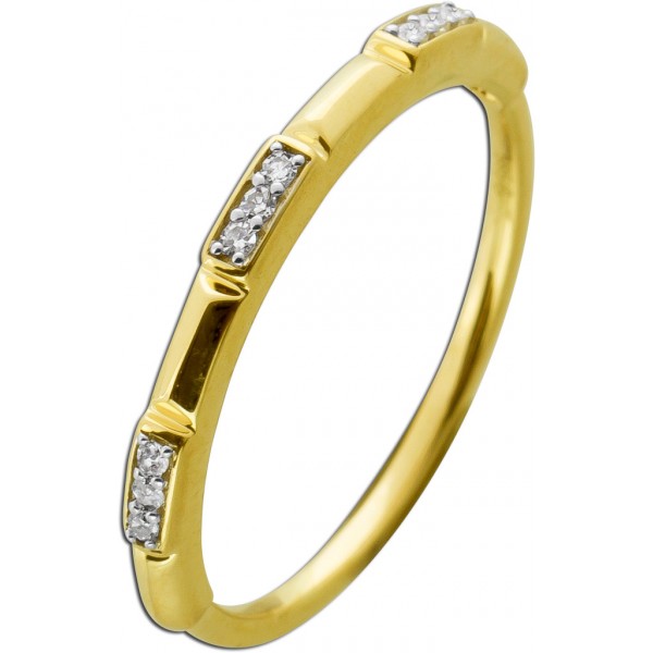Diamantring Gelbgold 585 9 Diamanten 0.06ct W SI