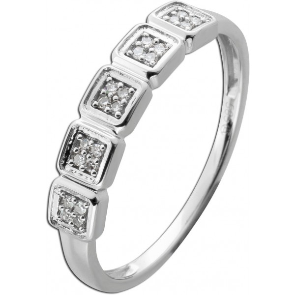 Diamantring Weißgold 585 14K Brillanten 0.08ct 