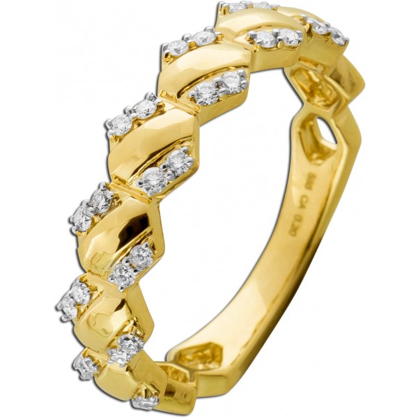 Diamant Ring Gelbgold 585 14 Karat Brillanten 0.20ct. TW VSI