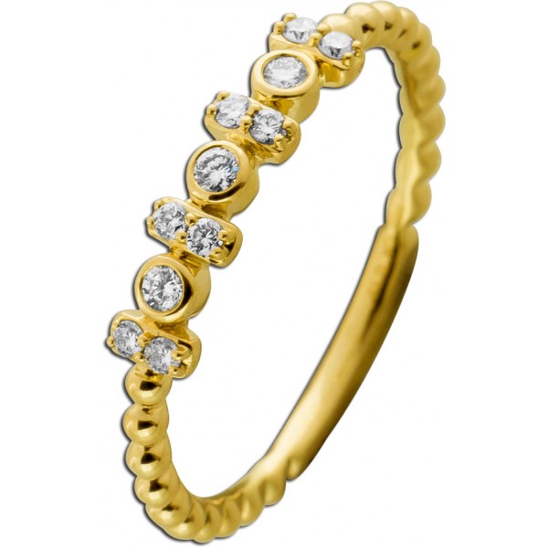 Memoire Alliance Brillant Ring Gelbgold 585 14K Diamanten 0.13ct.