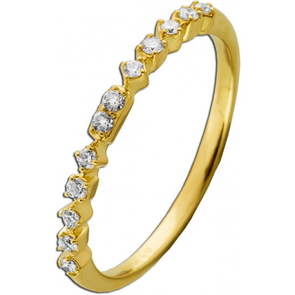  Memoire Alliance Brillant Ring Gelbgold 585 14K Diamanten 0.13ct 