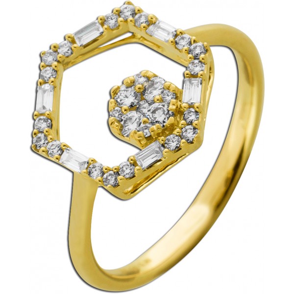 Happy Lady Brillant Ring Gelbgold 585 14K Diamanten 0.30ct 
